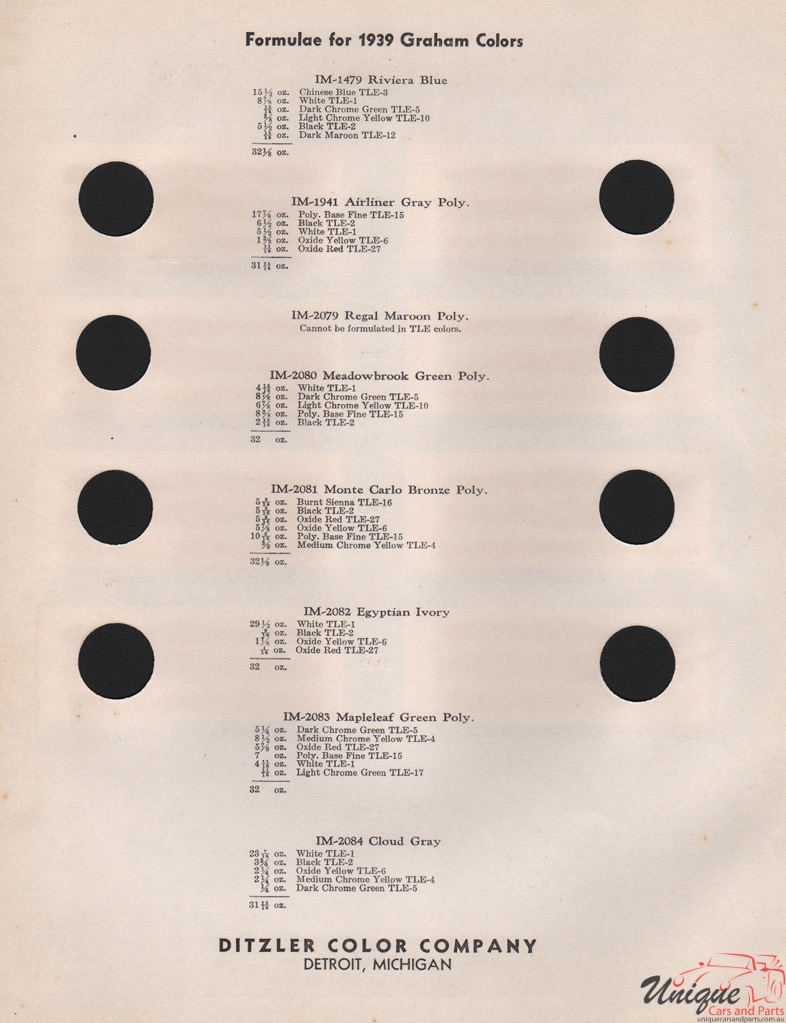 1939 Graham Paint Charts PPG 2